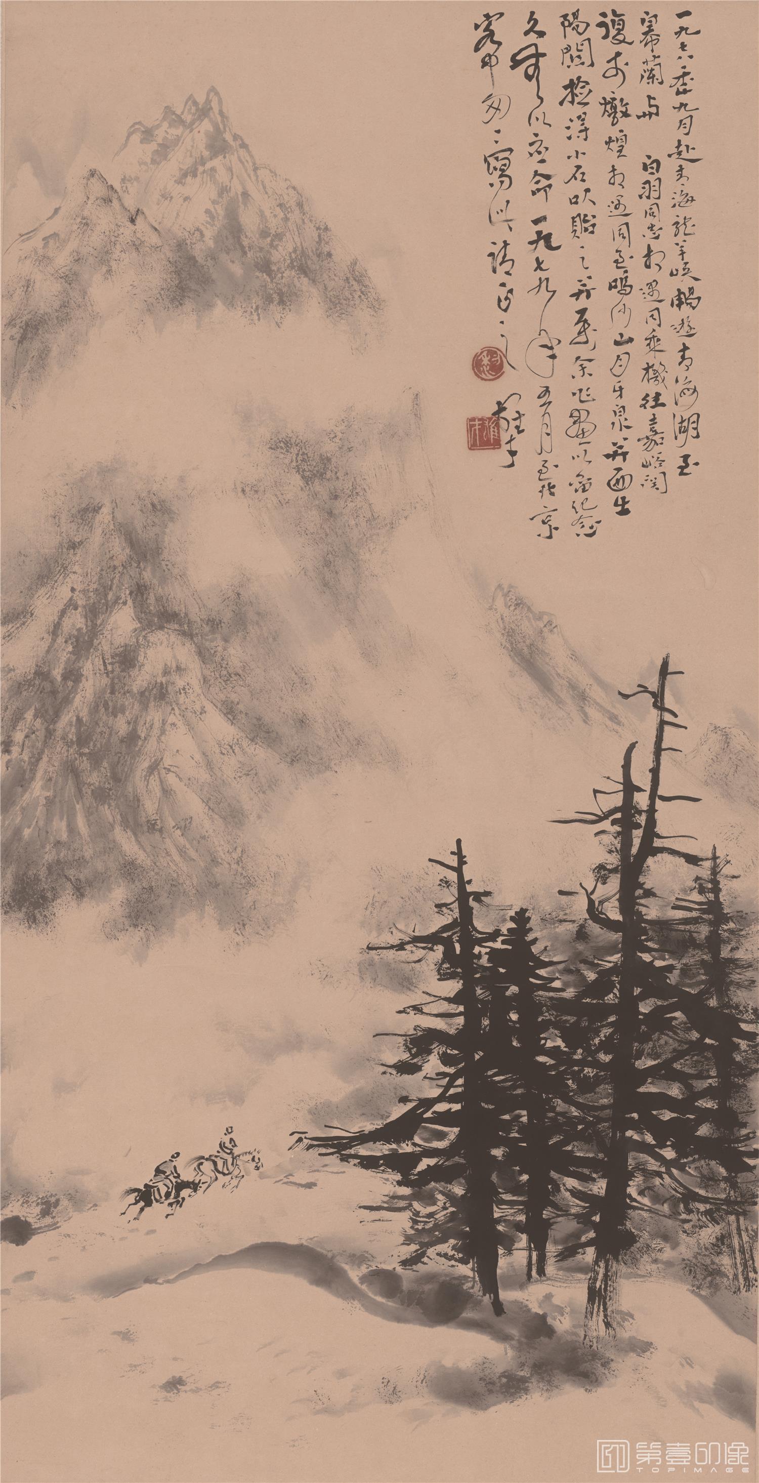 国画-骑马进山