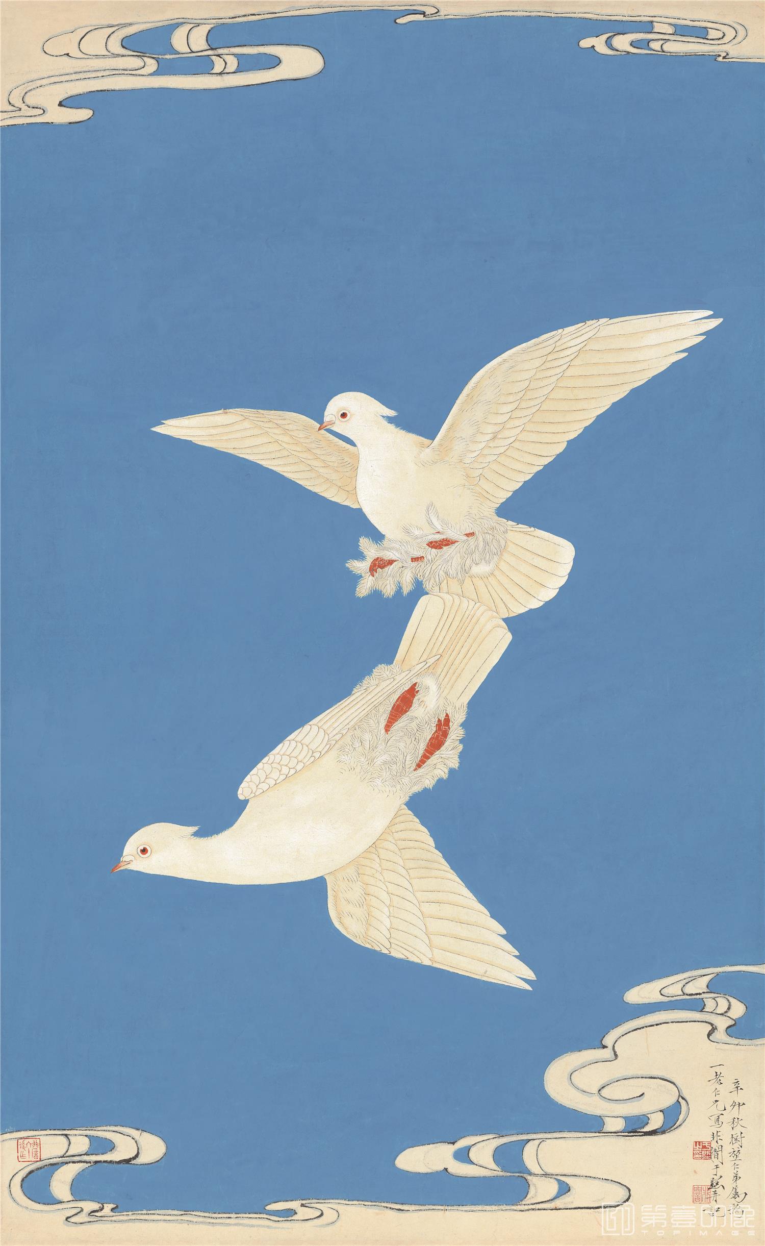 国画-双鸽子-47.7X77.7cm