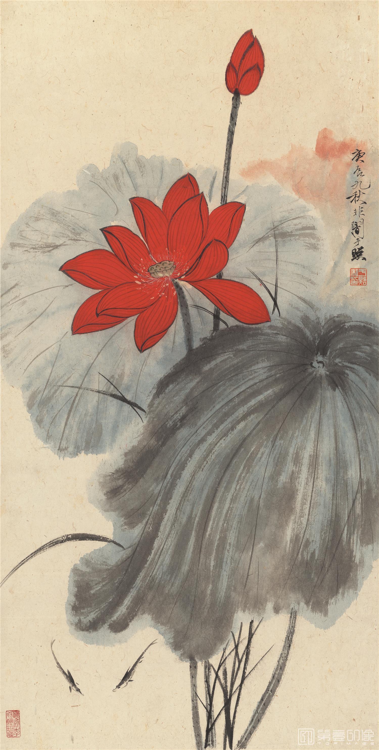 国画-荷花图-45X90cm