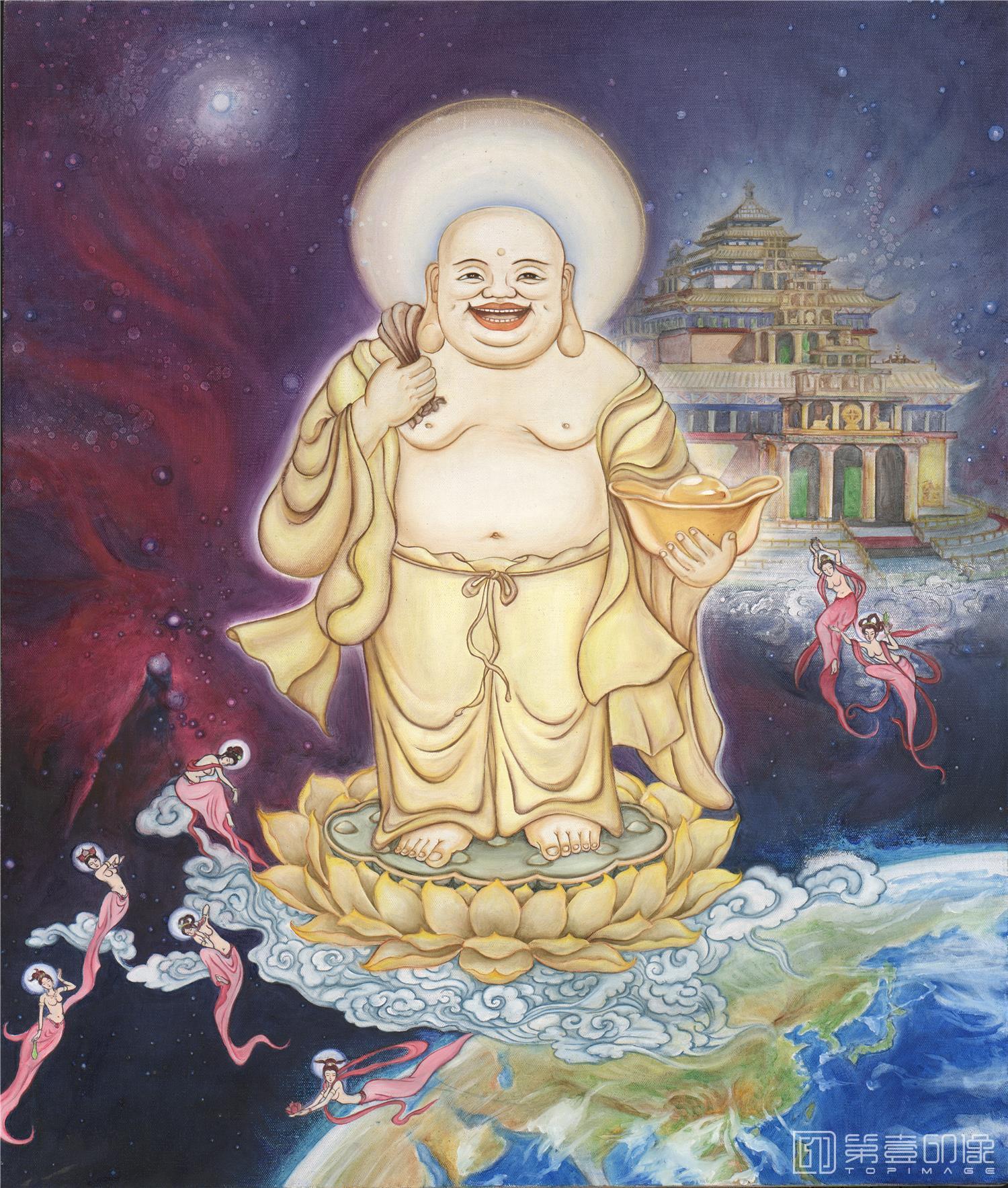 油画-佛像-观音像-110X159cm
