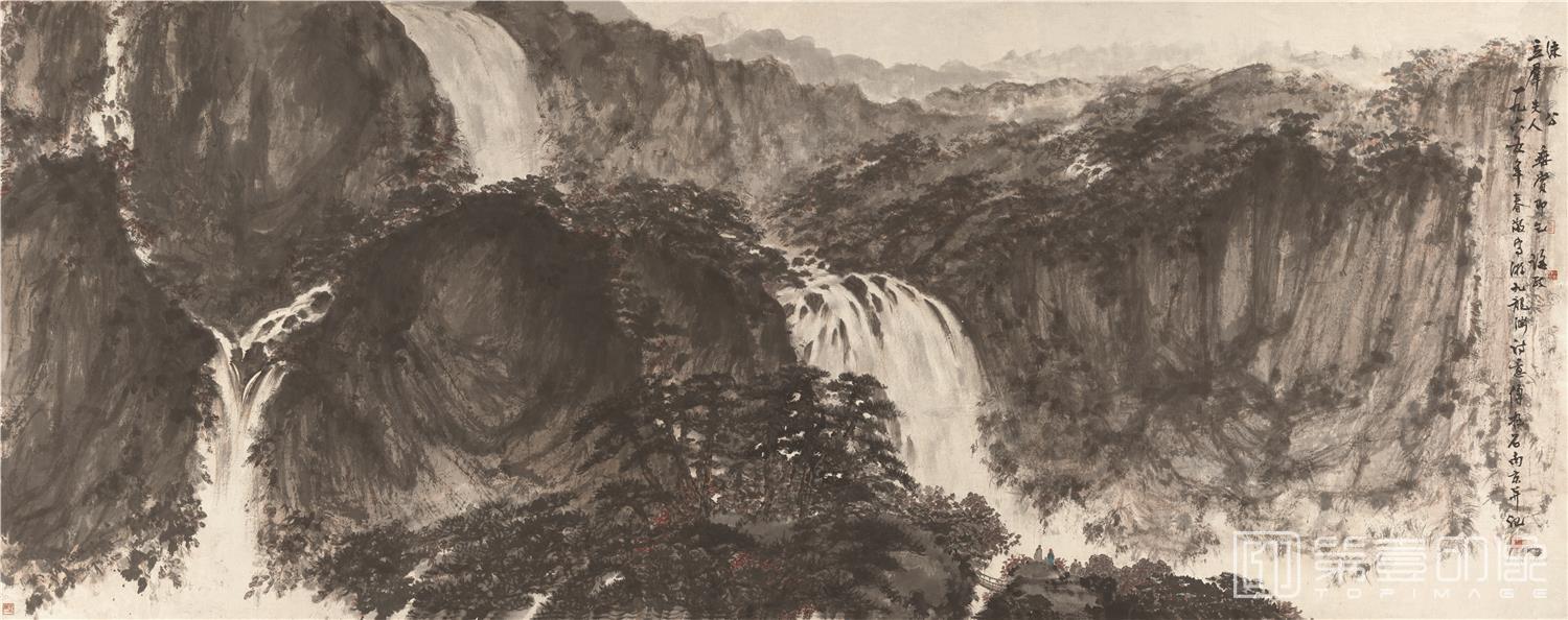 国画-山水瀑布
