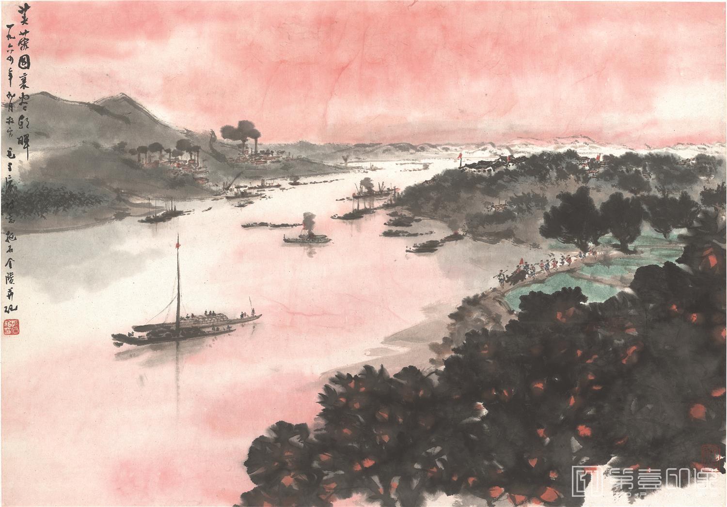 国画-芙容国里尽朝辉-69x48cm