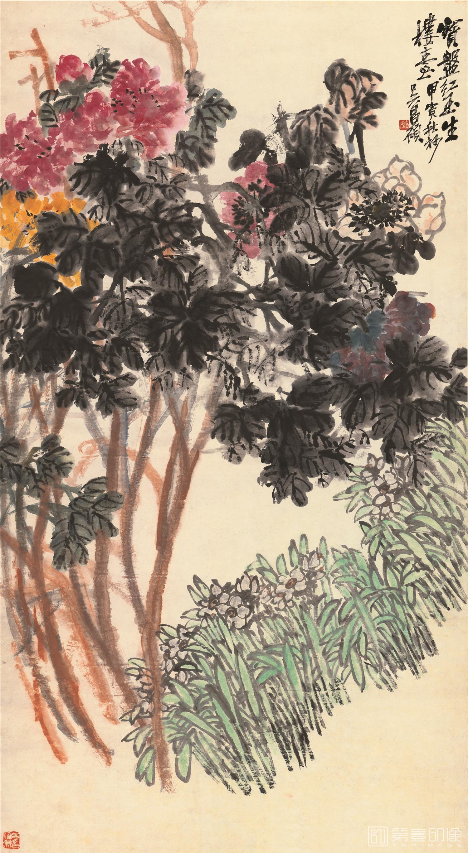 国画-牡丹水仙图(84X154cm)