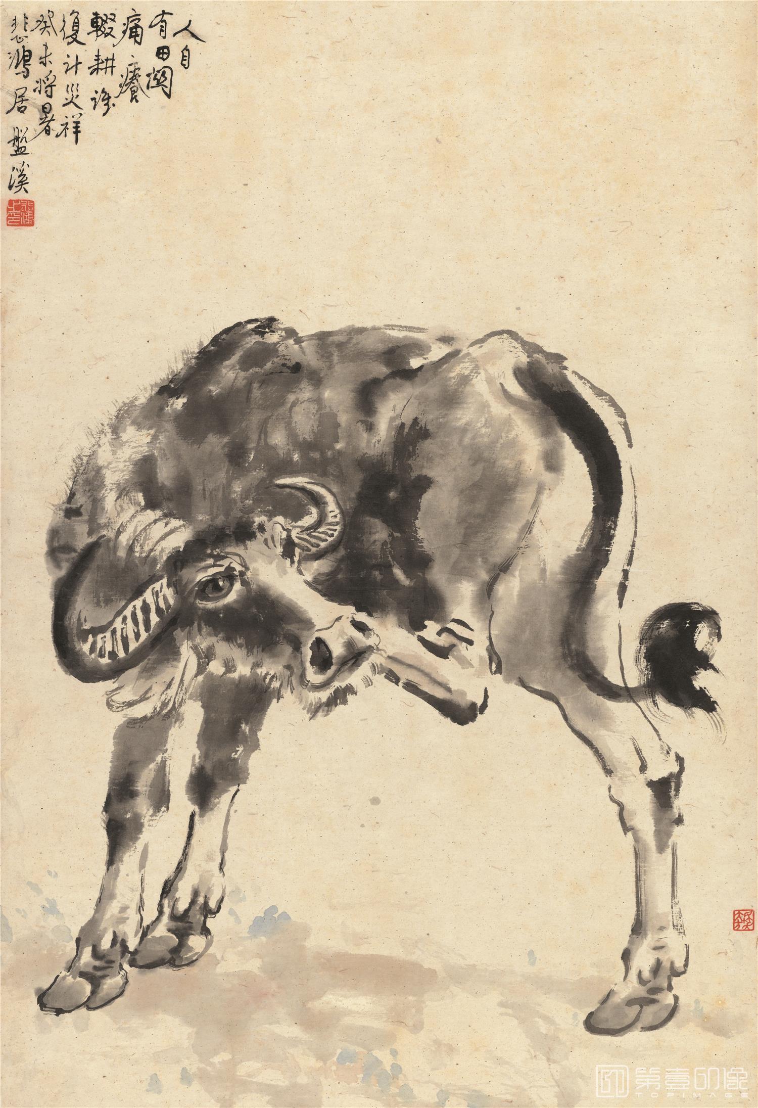 国画-耕牛图-58.5X85cm