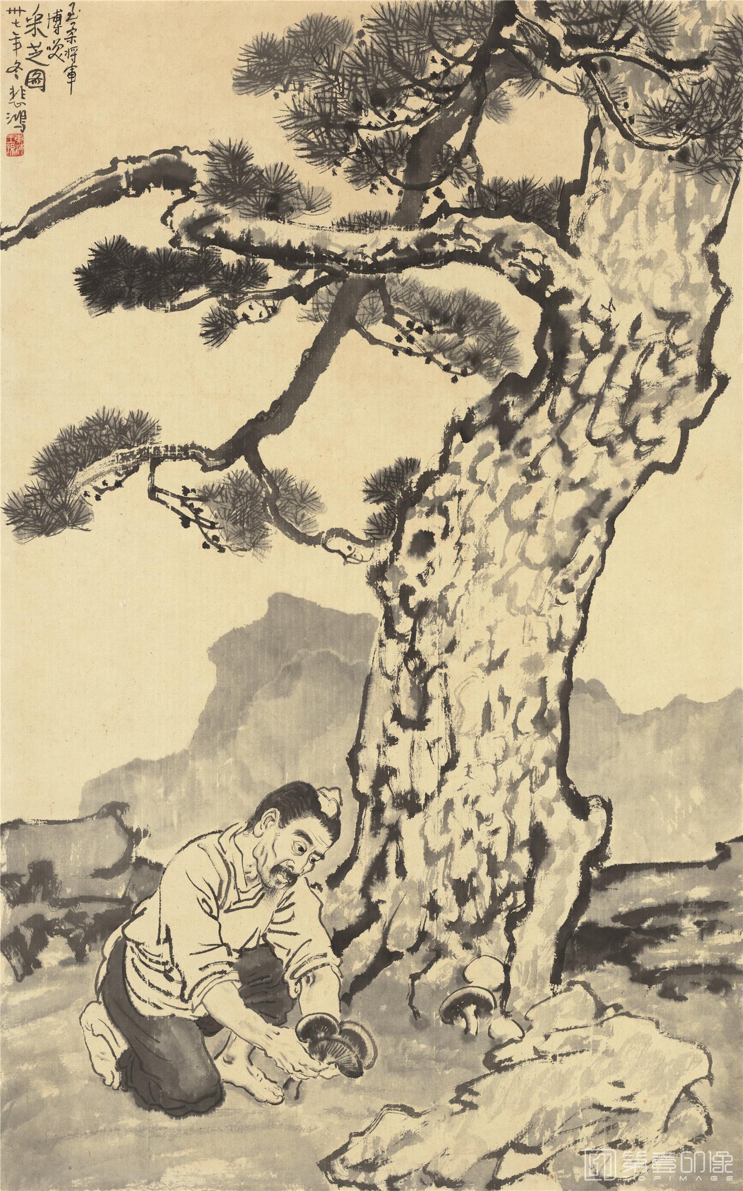 国画-采芝图-68X110cm
