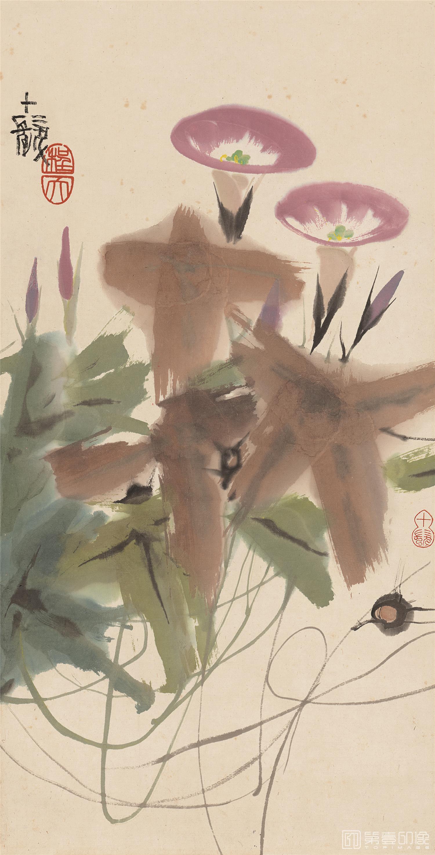 国画-喇叭花图-26.2X51.4cm