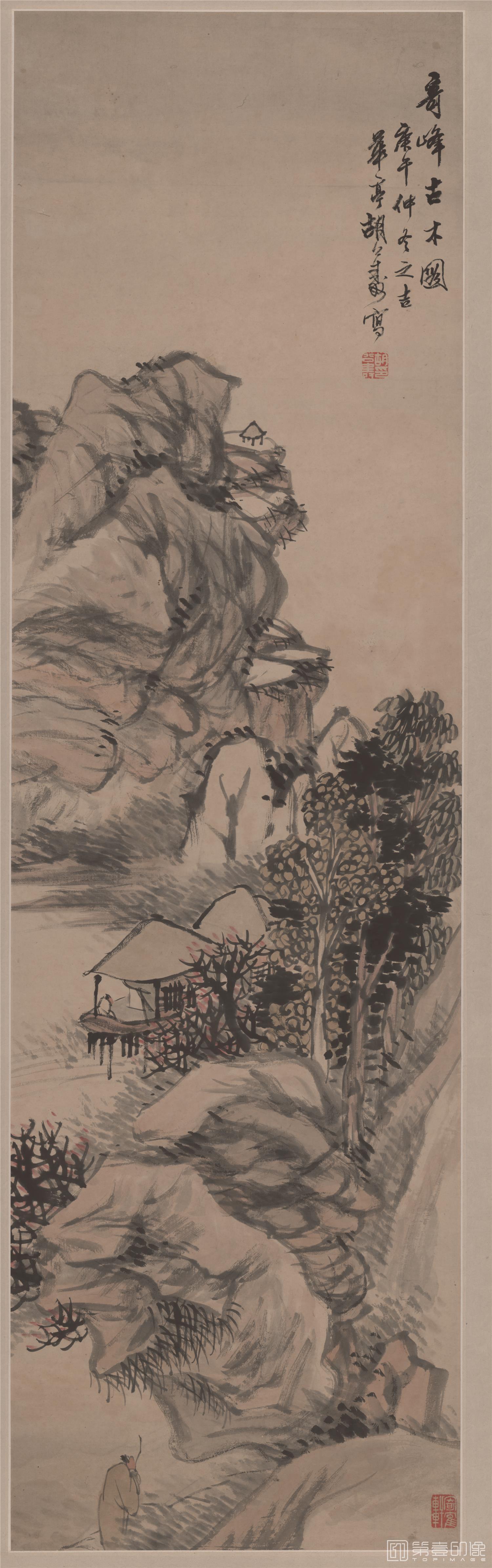 国画-奇峰古木图
