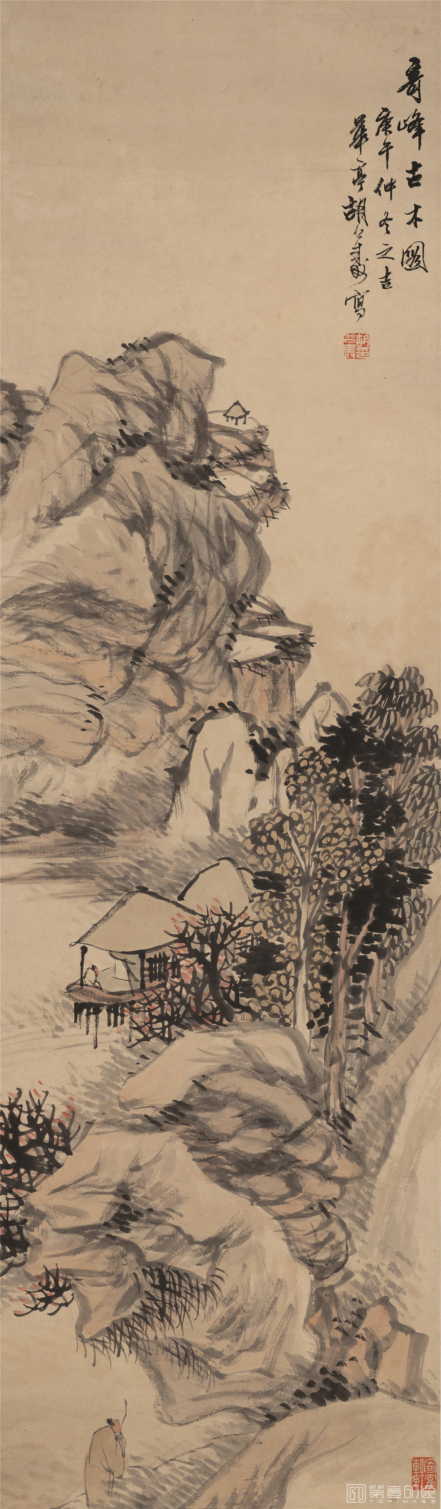 国画-奇峰古木图-39.4X134.7cm