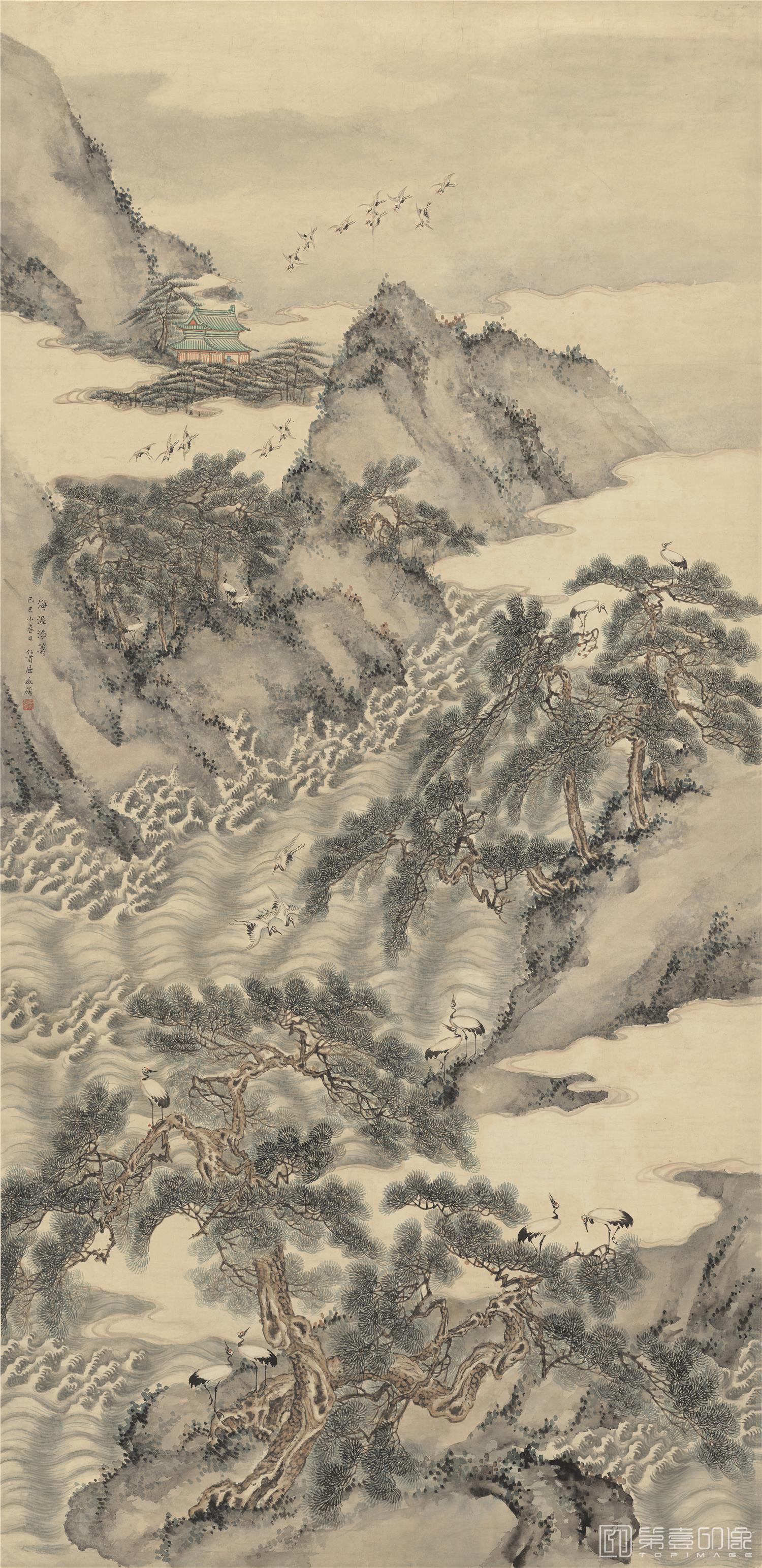 国画-海渥添筹图-64X132cm