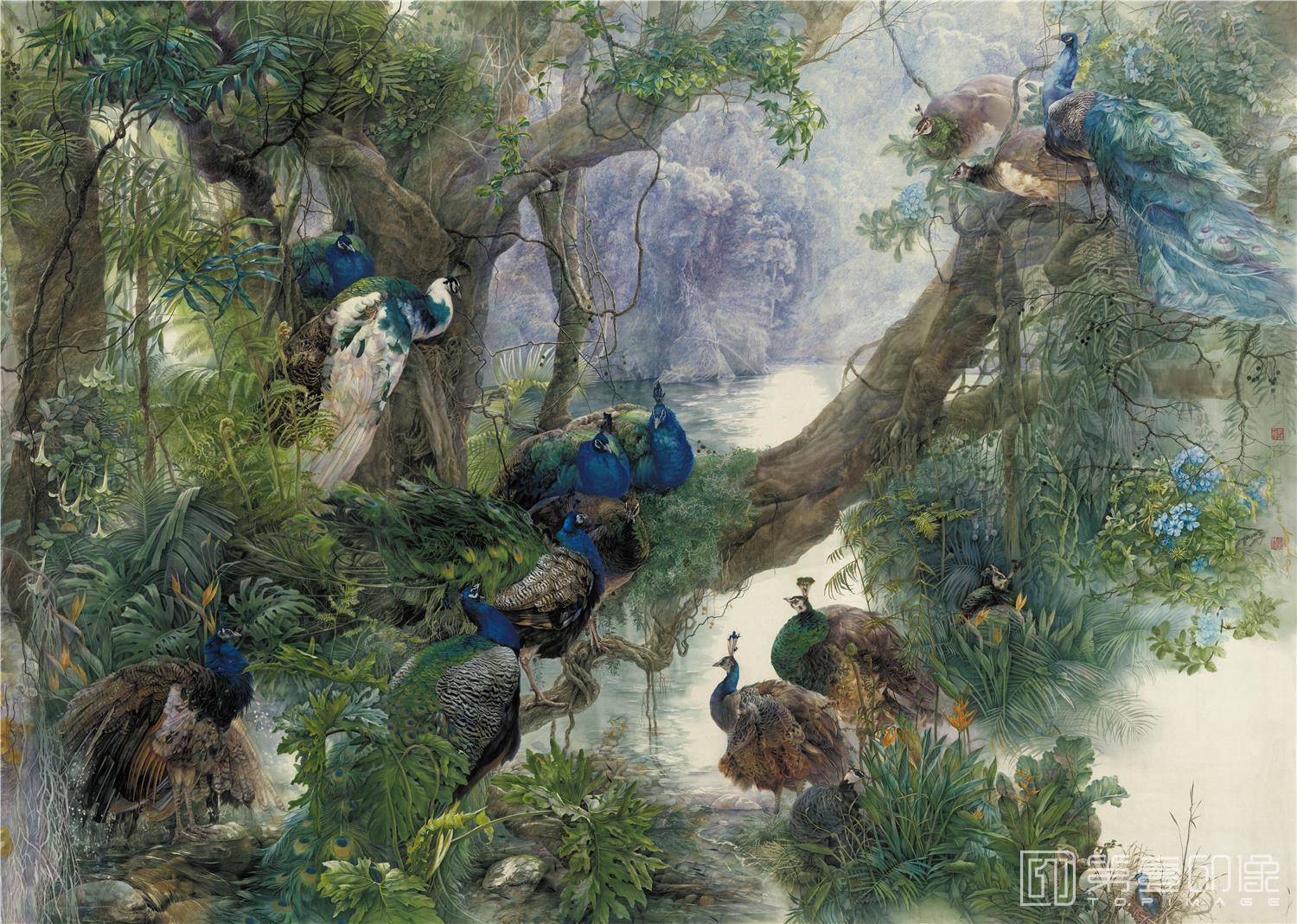 油画-装饰画素材-装饰画-孔雀
