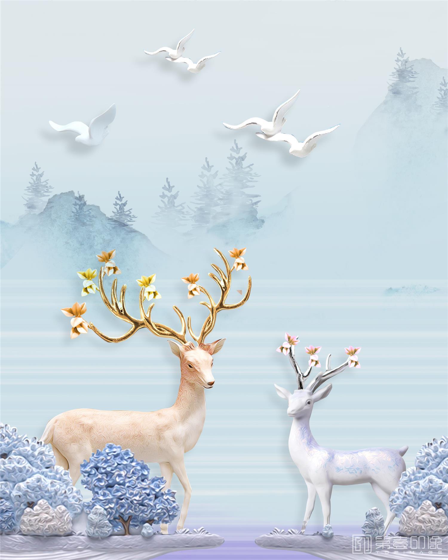 油画-装饰画素材-现代简约浮雕立体抽象发财树北欧装饰画-02