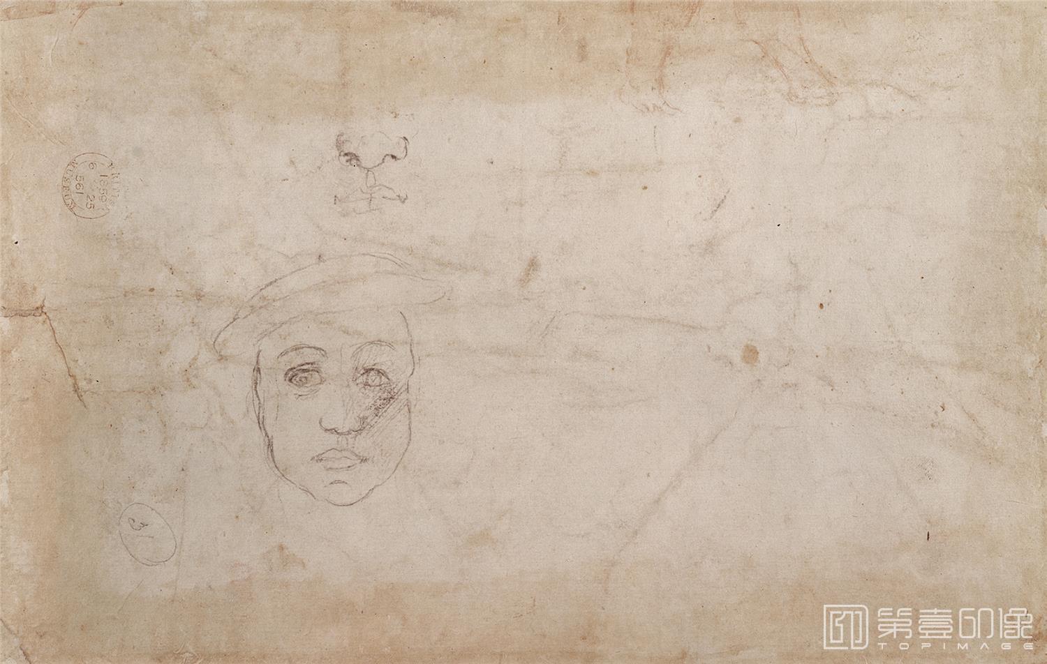 素描-米开朗基罗·博那罗蒂 Michelangelo di Lodovico Buonarroti Simoni作品图集-058