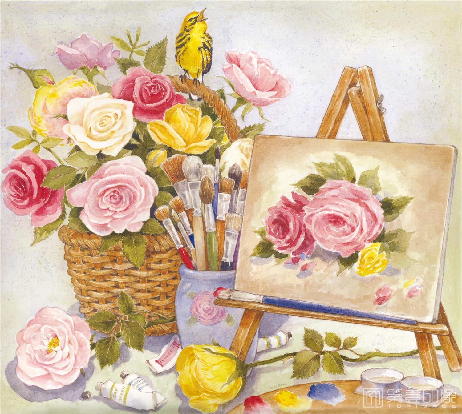 水彩画-精品装饰画扫描版高清图-素雅乡村