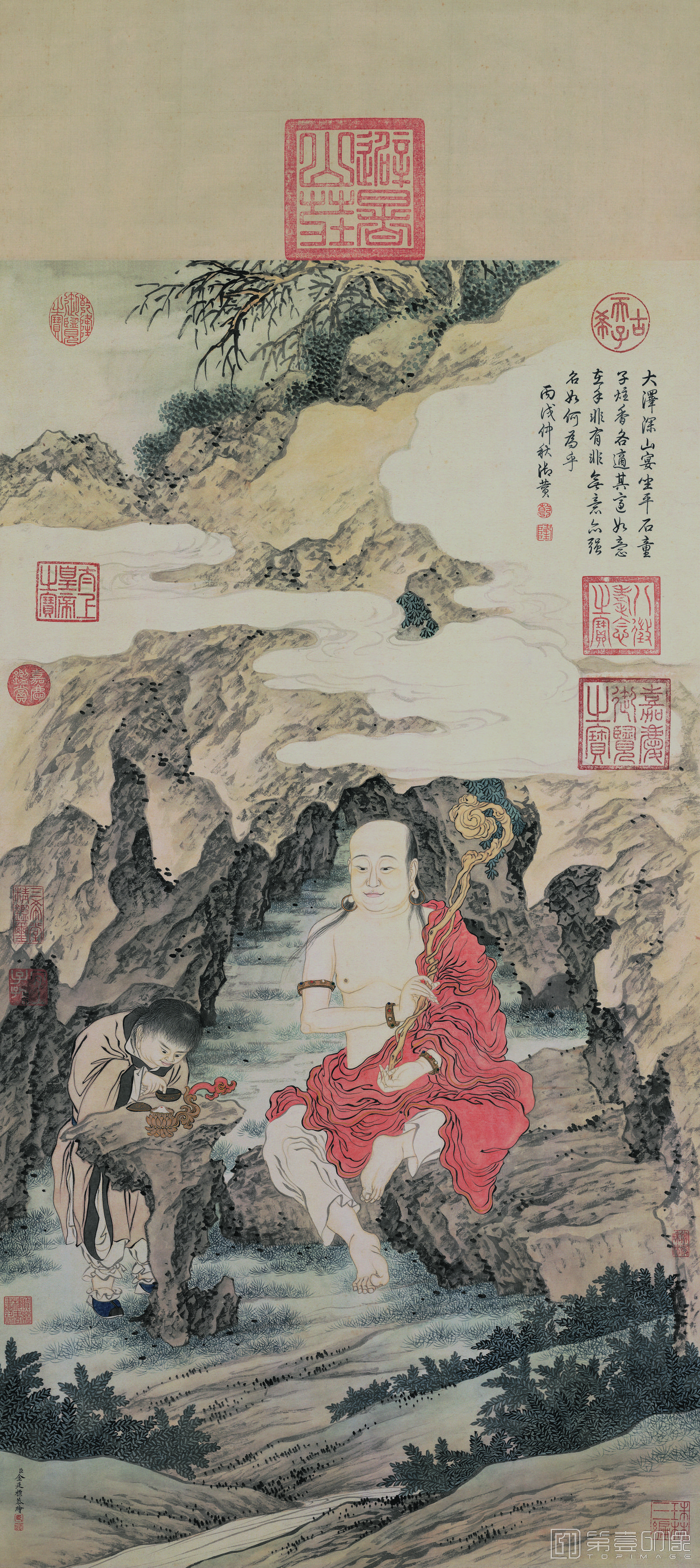 国画-佛画 罗汉图立轴纸本138×61