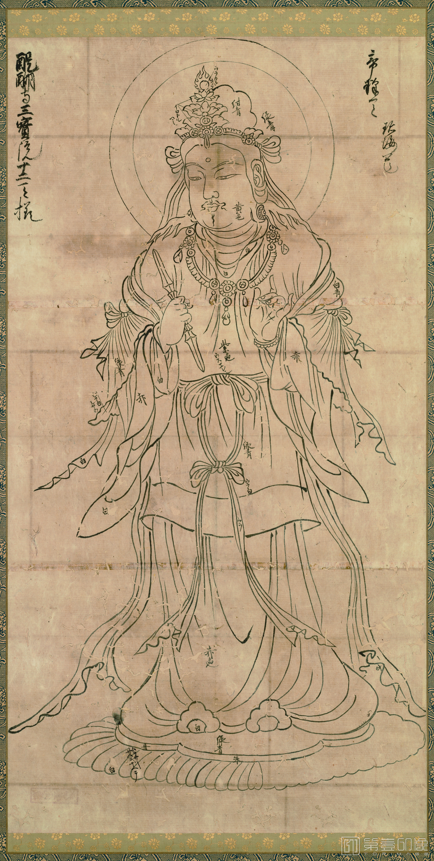 国画-佛画 白描十二天图像 帝释天纸本 (珍海本-东京)869×457