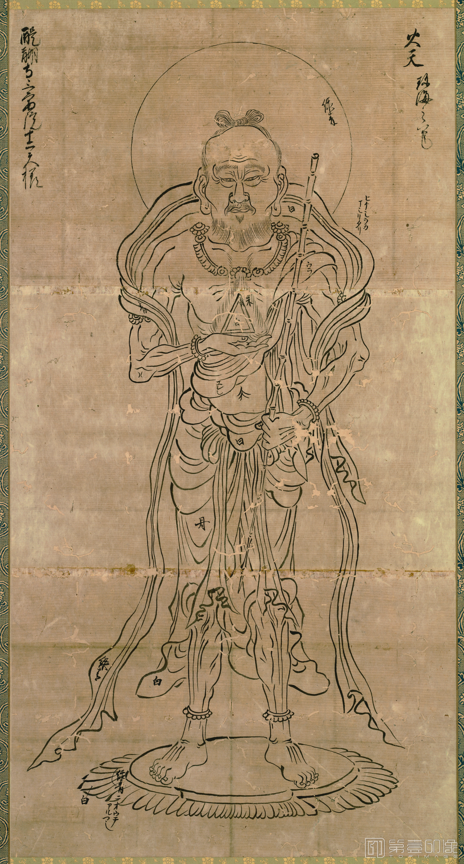 国画-佛画 白描十二天图像 火天纸本 (珍海本-东京)869×457