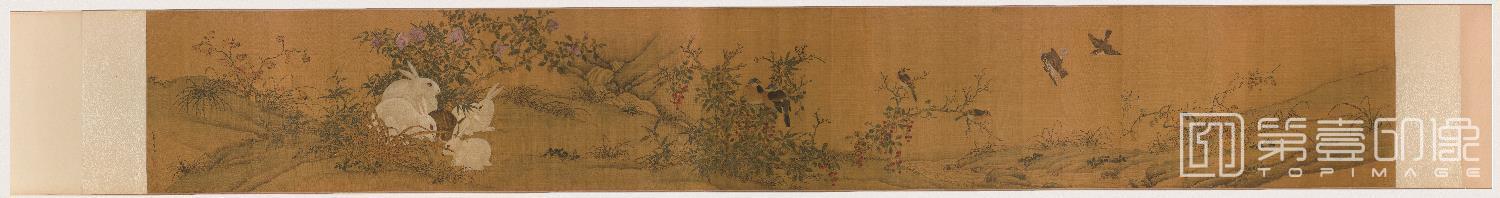 国画-果熟双禽图卷绢本418×288