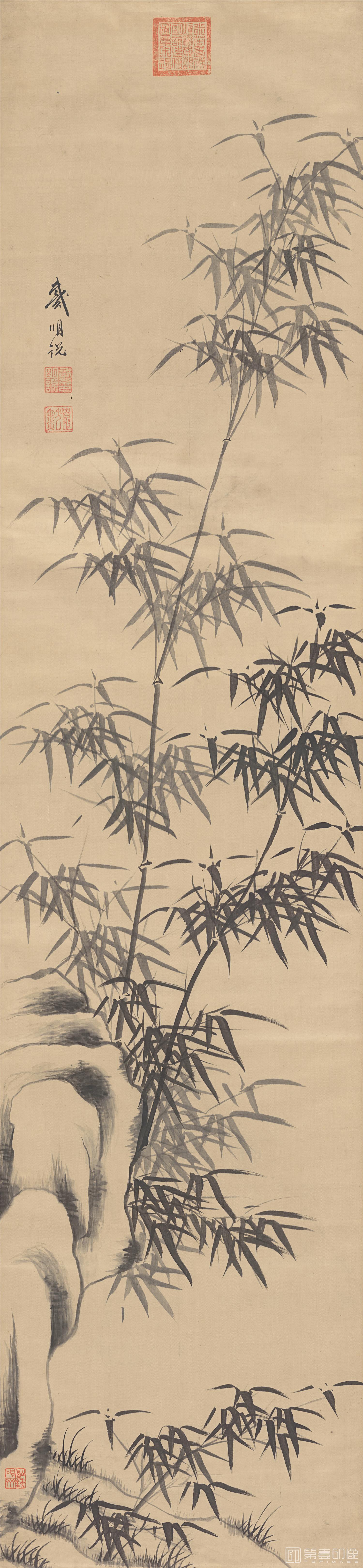 国画-绢 墨竹图