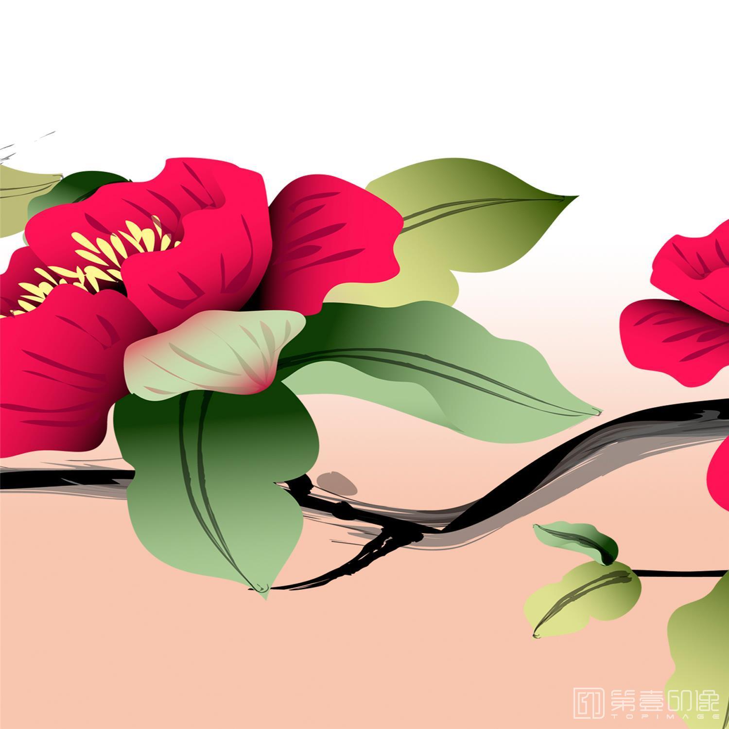 水彩画-套图-4联-花开富贵-3