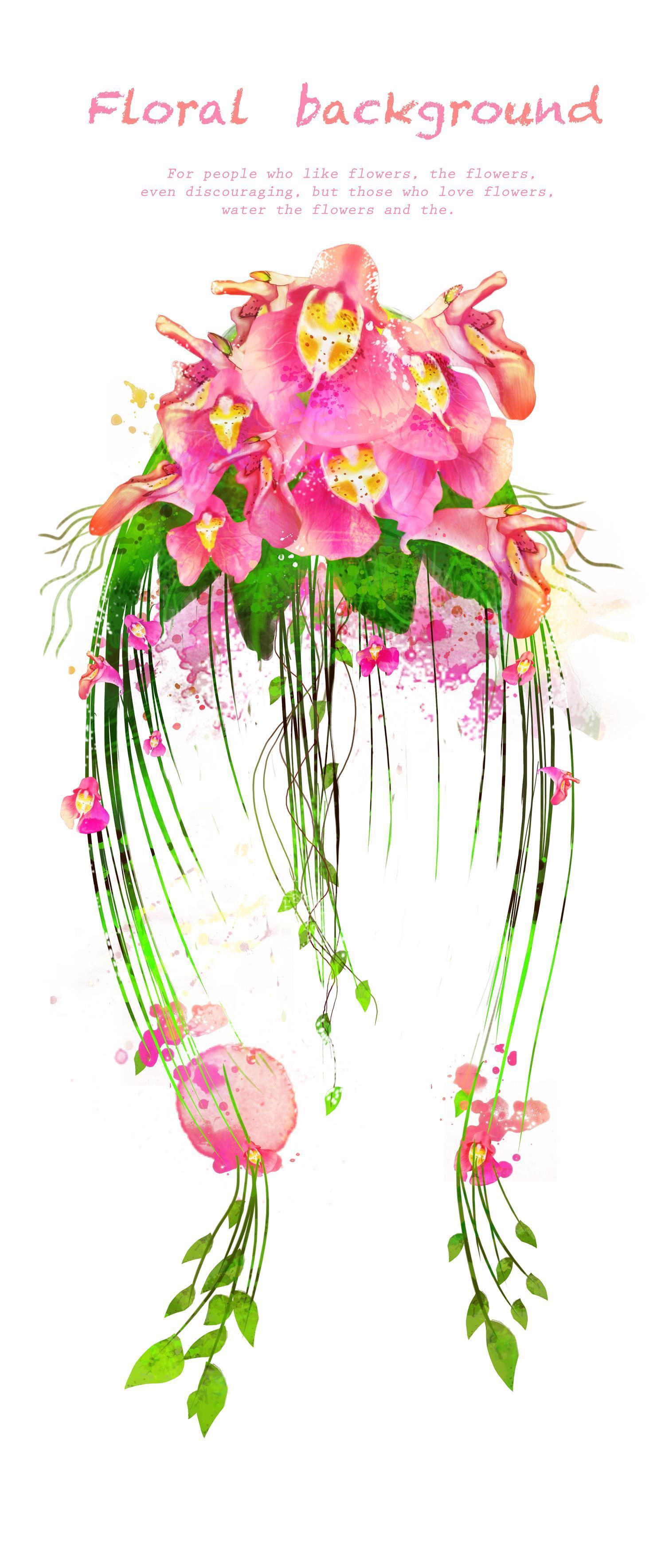 水彩画-花卉与文字-0102