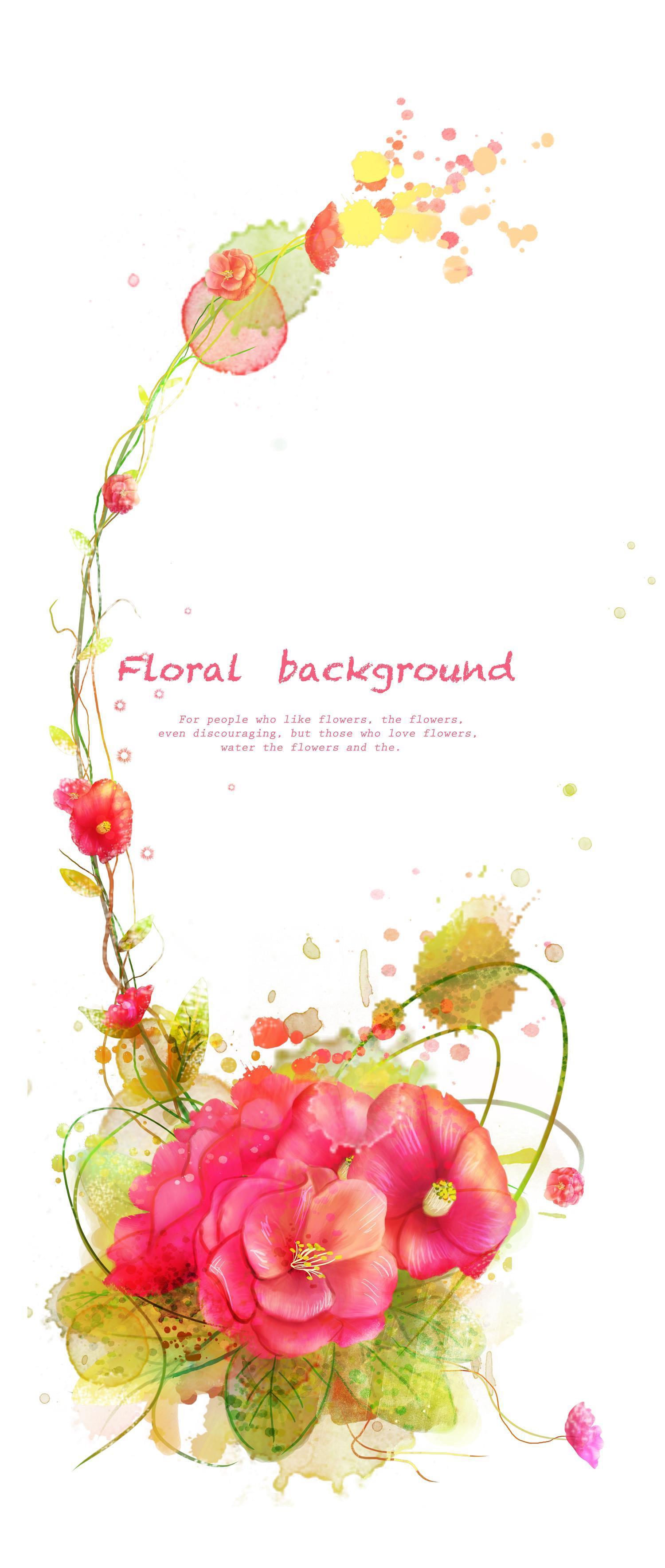 水彩画-花卉与文字-0124