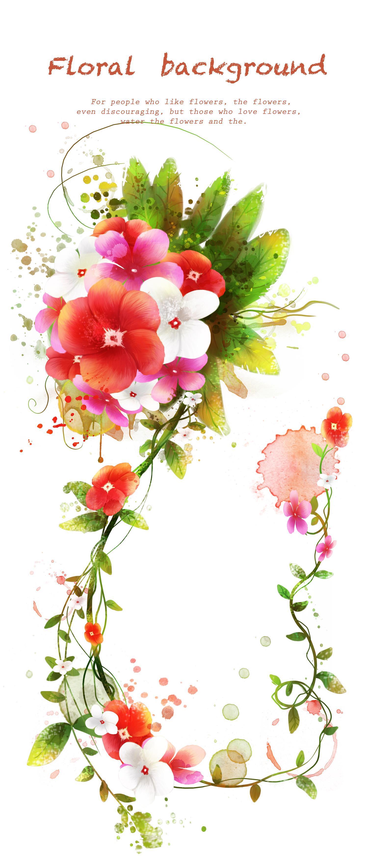 水彩画-花卉与文字-0127