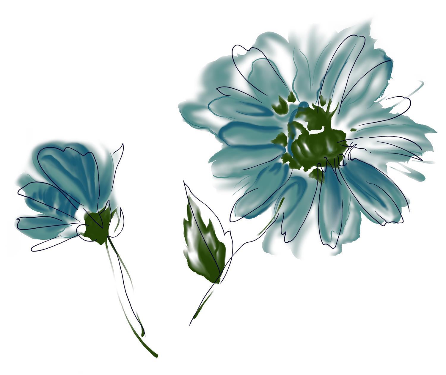 水彩画-花卉与文字-0521