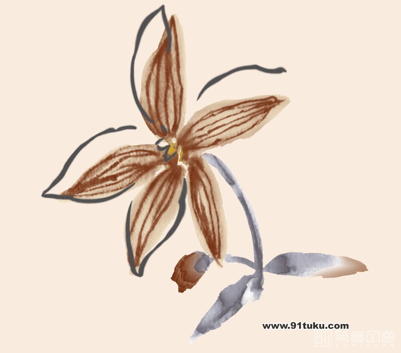 水彩画-花卉与文字-0548