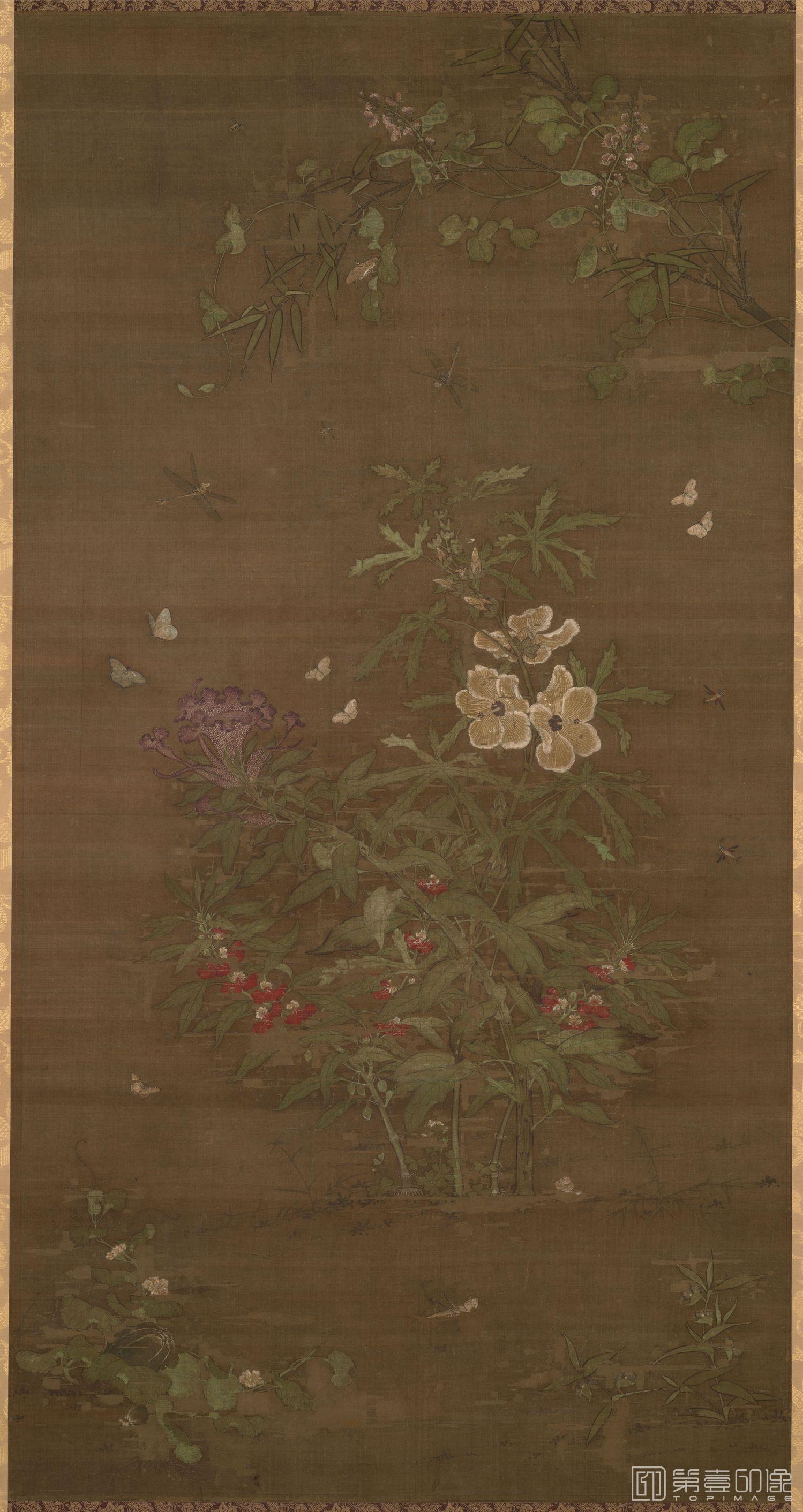 国画-草虫图竹叶绢本-172x91.tif
