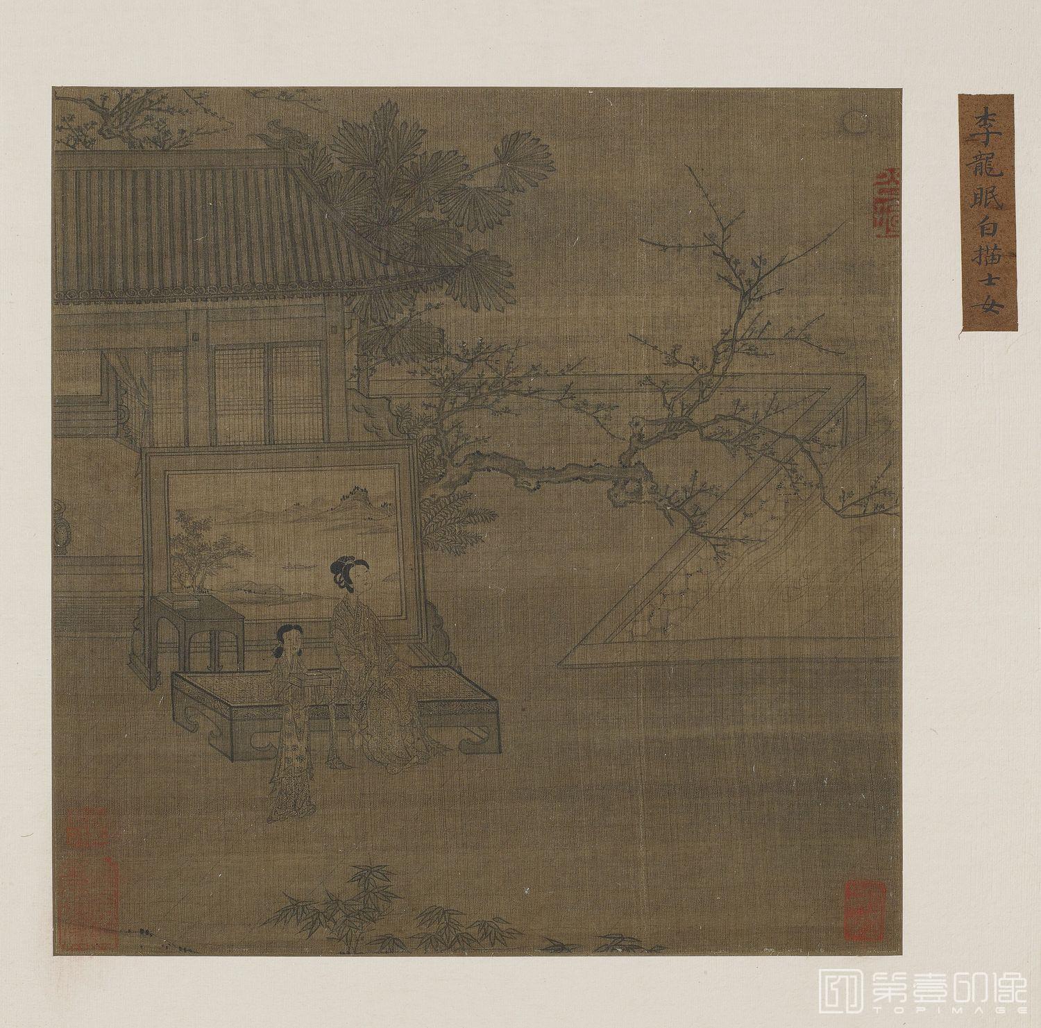 国画-白描仕女图-30x30