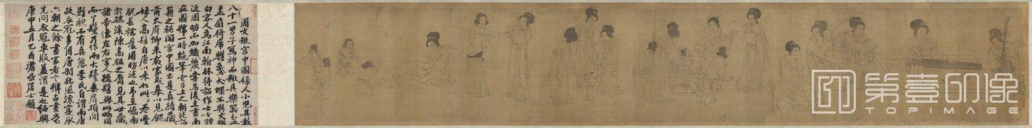 国画-宋摹周文矩宫中图 (部分)-28.5 x 168.6