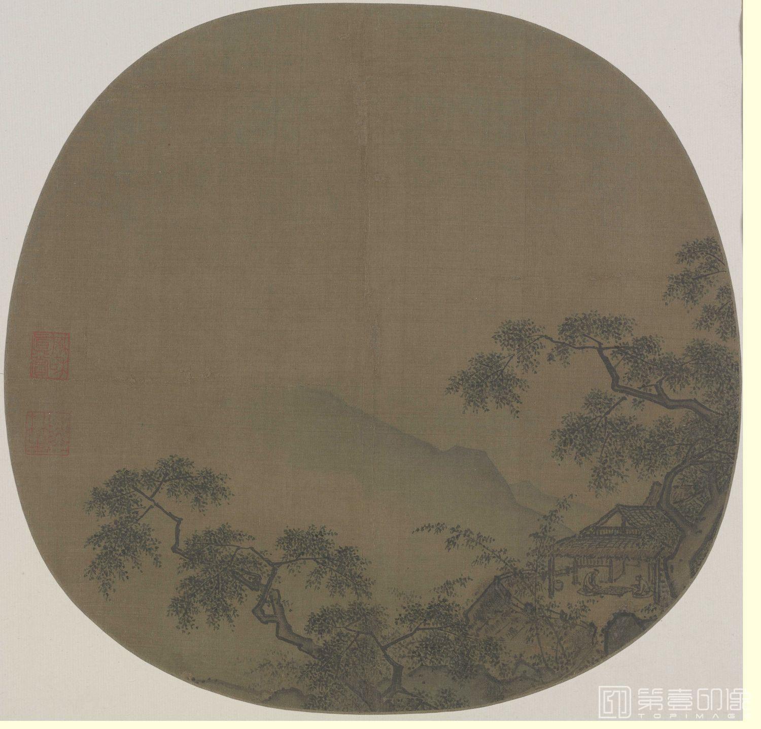 国画-山居对奕图-36X38
