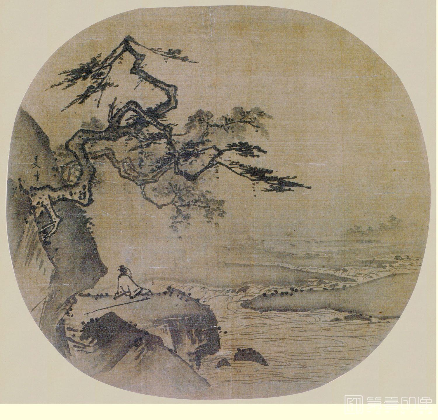 国画-坐看云起-53X50