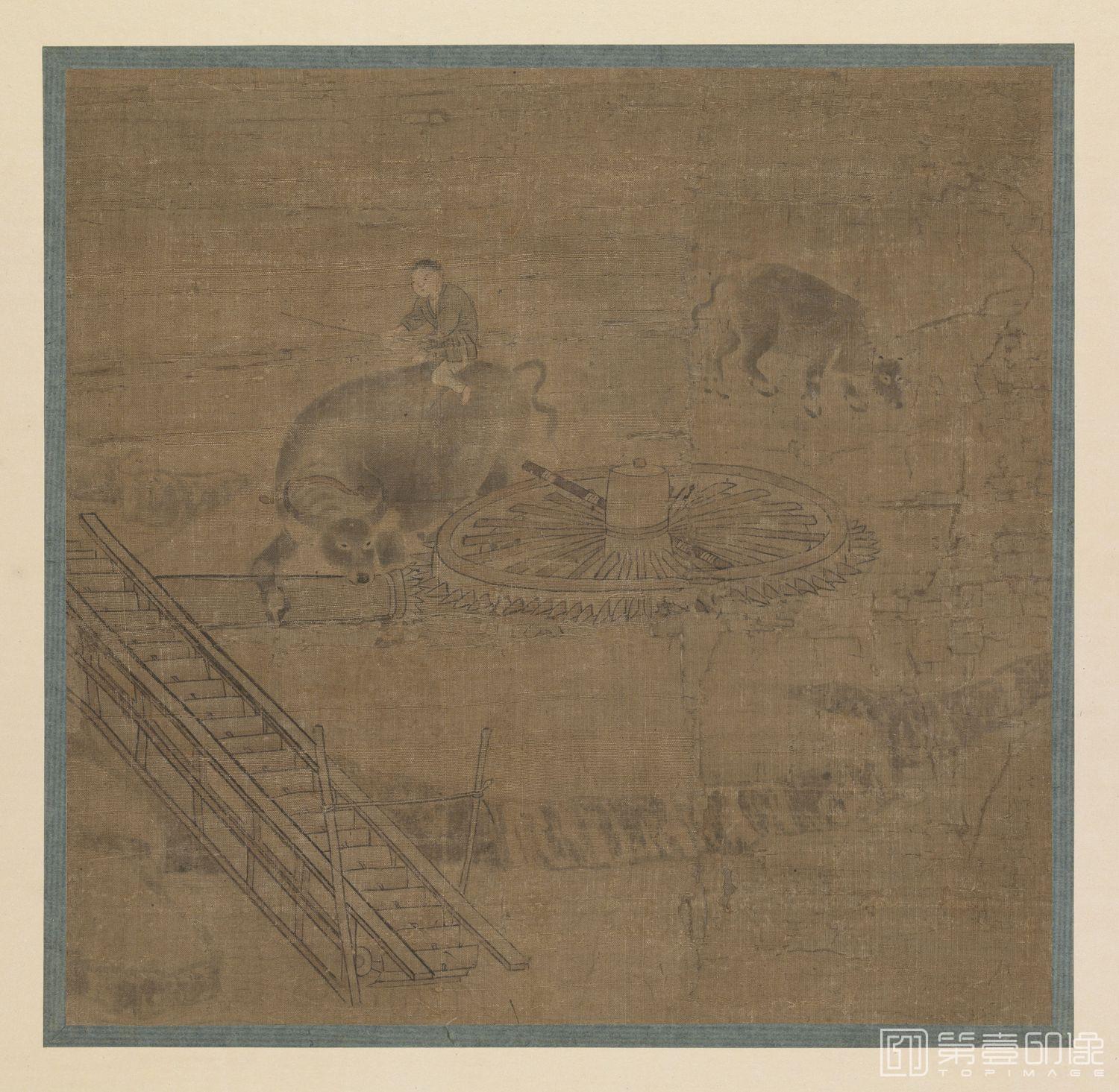 国画-龙骨车图 (笔耕园)-25.6×26.