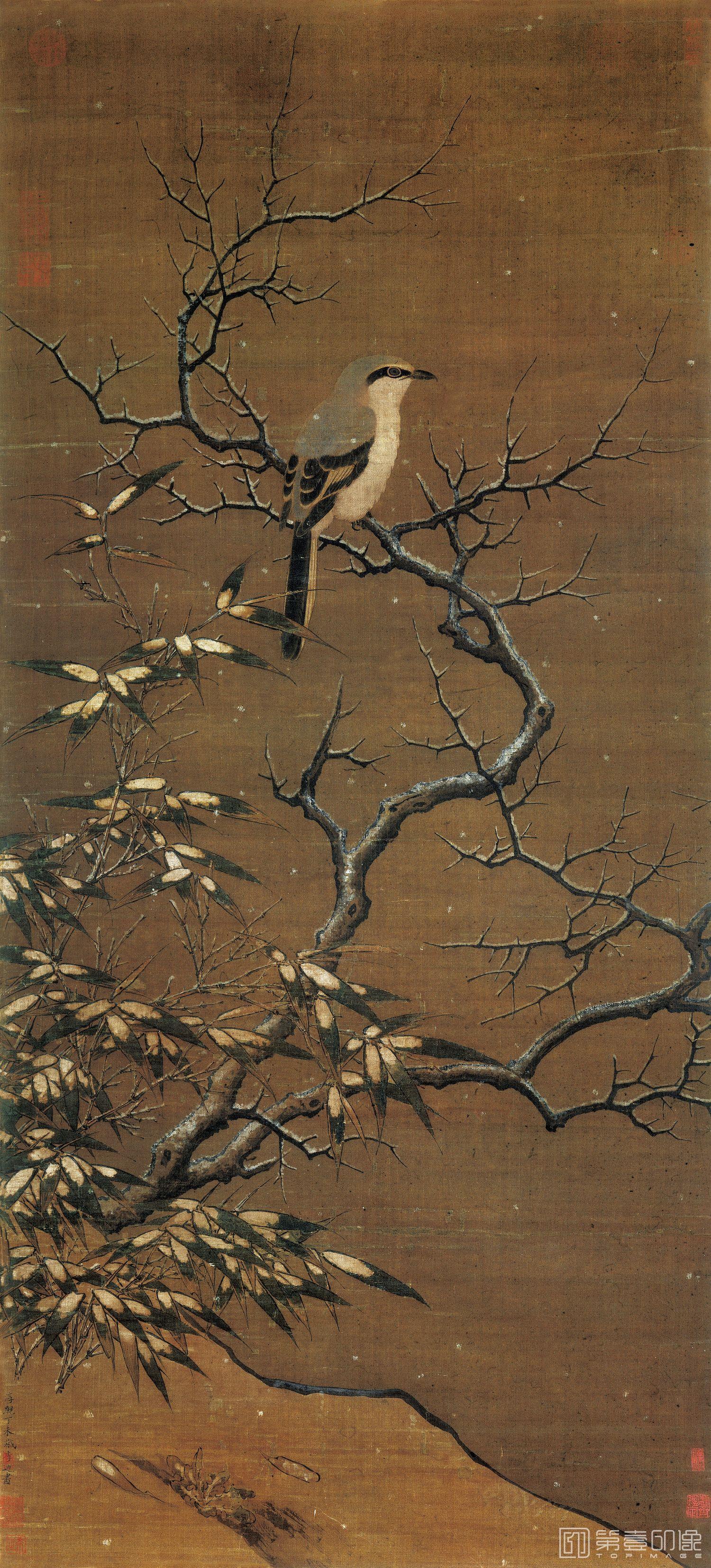 国画-雪树寒禽图-52.9x116.1