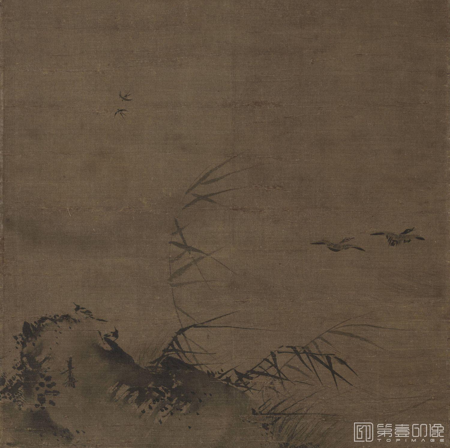 国画-秋芦飞鹜图 (ＨＤ)-23x22.9