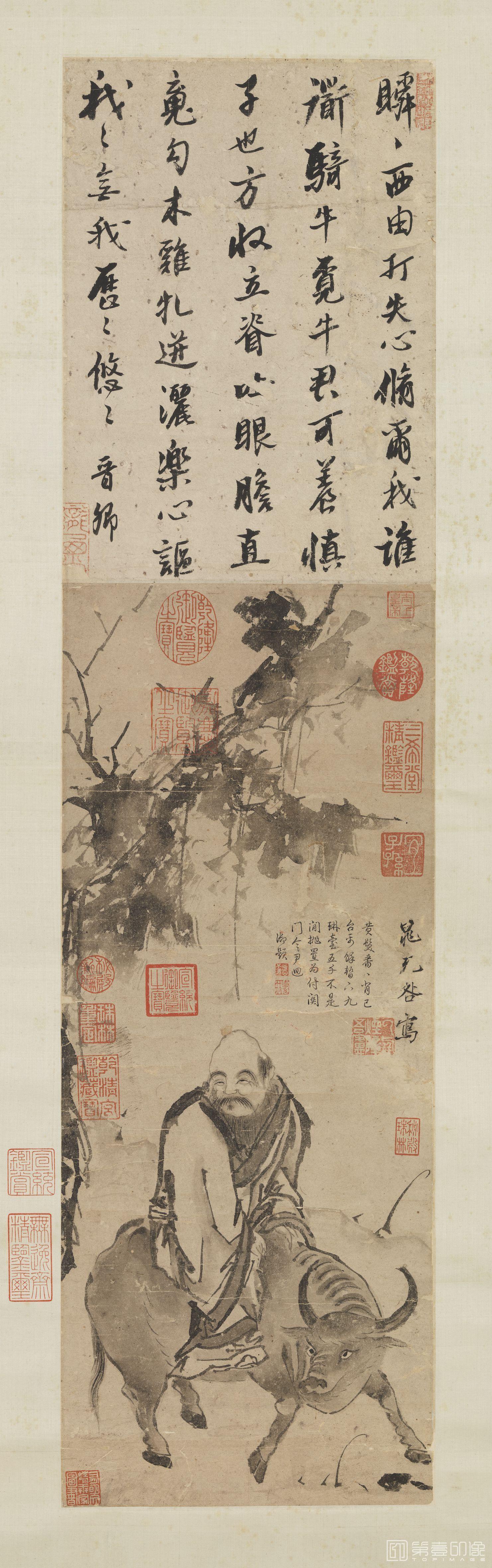 国画-老子骑牛图轴-249x55