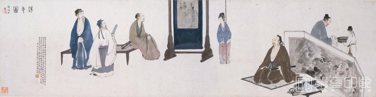 国画-洗手图-20×80