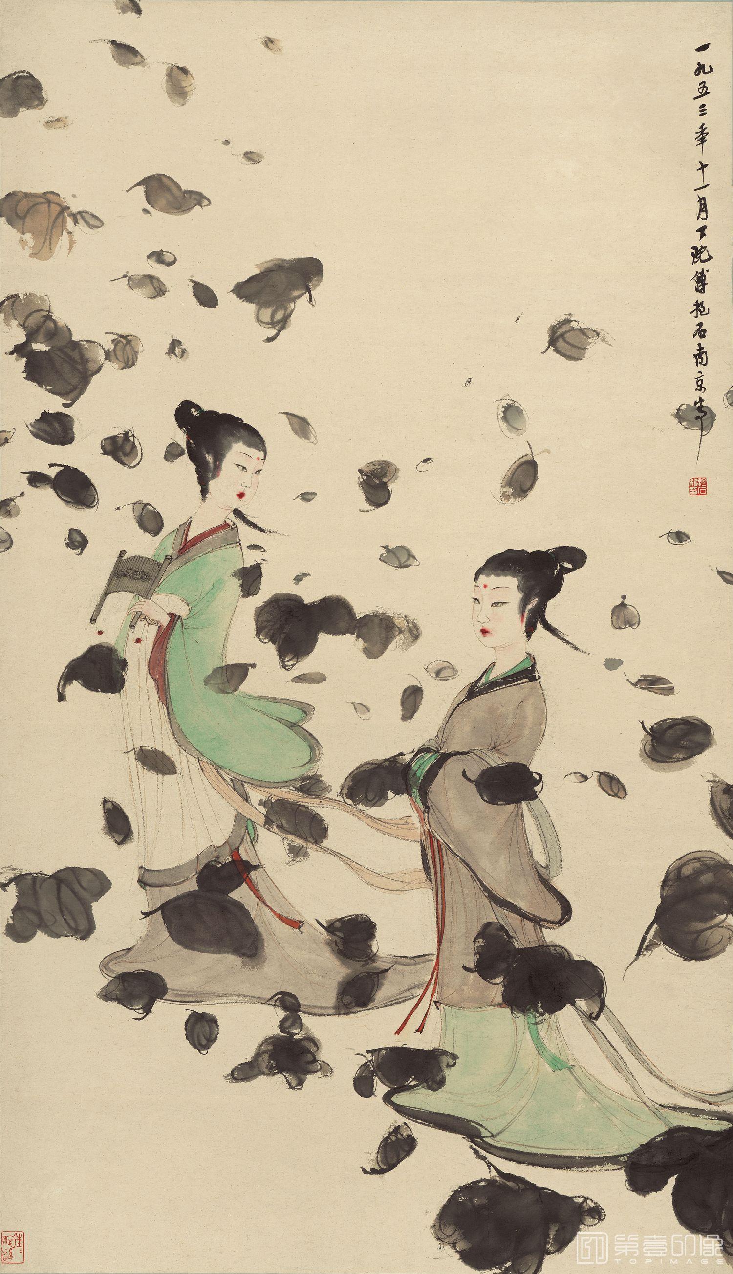 国画-湘君湘夫人-60.2x104.7