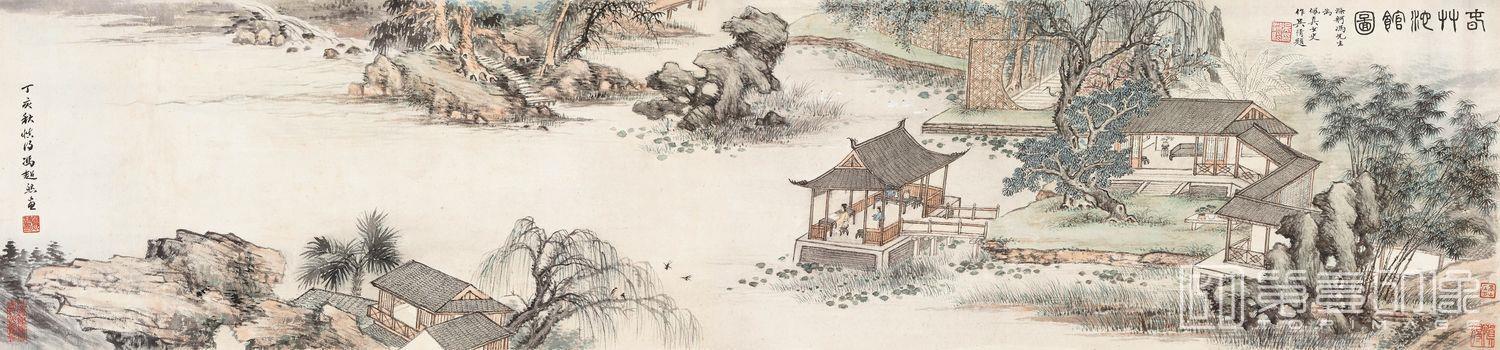 国画-春竹沁馆图-148X34