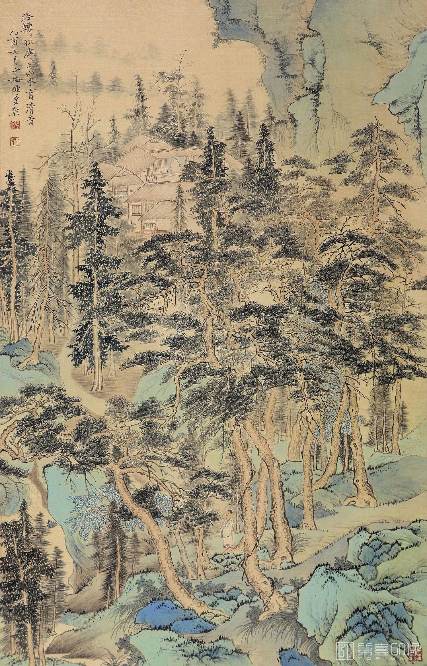 国画-路转松涛-118×34cm