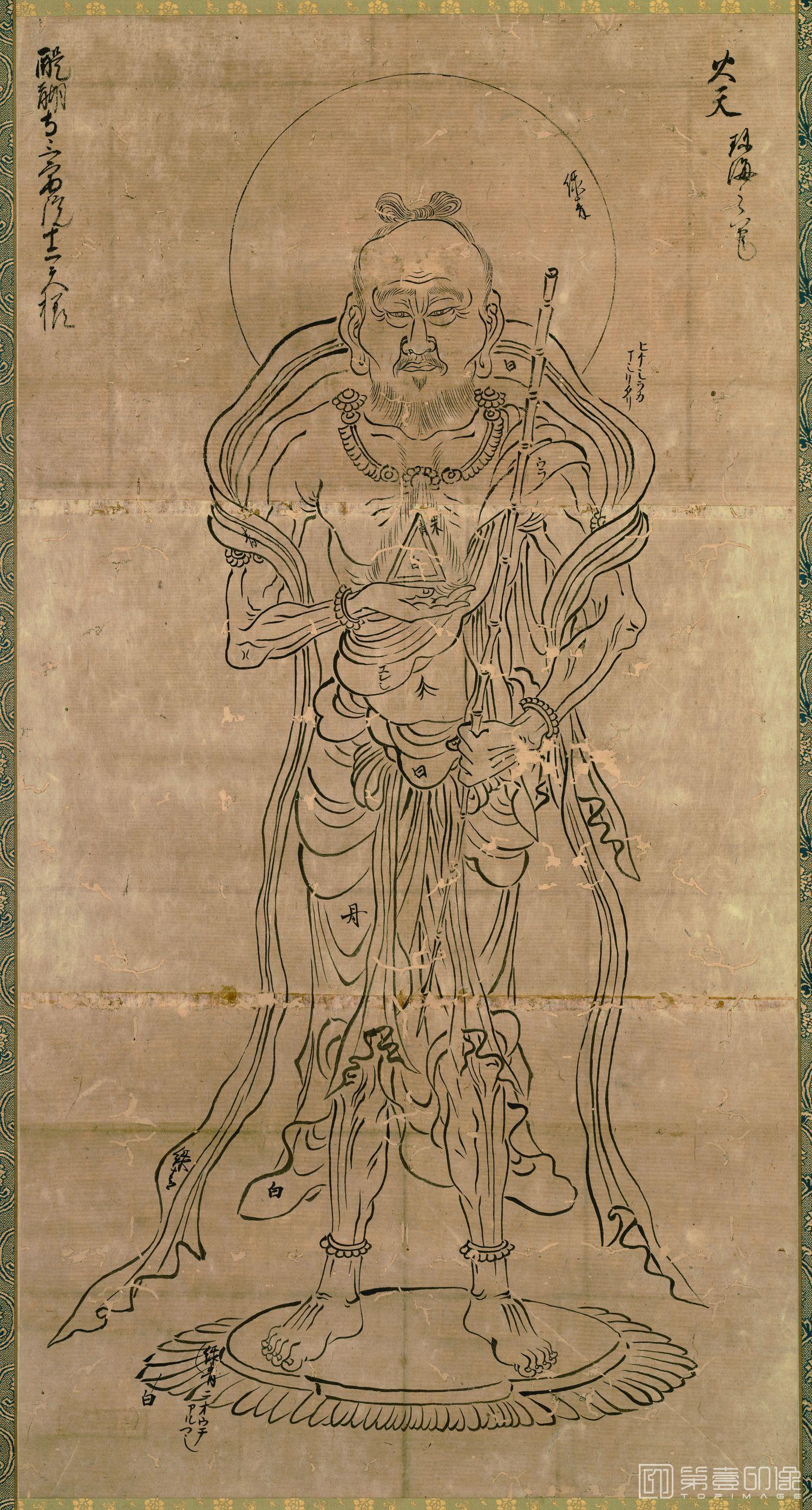 国画-白描十二天图像 火天纸本 (珍海本-东京)-86.9×45.7