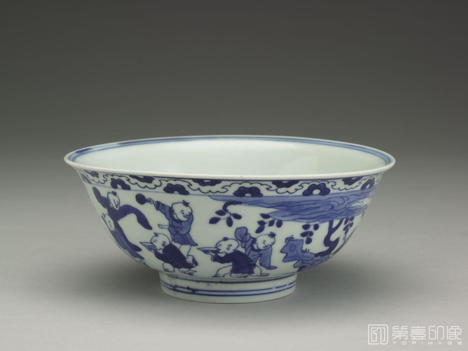 摄影-公元1522-1566年 嘉靖 青花婴戏图碗-高7cm 口径17.2cm 底径7cm