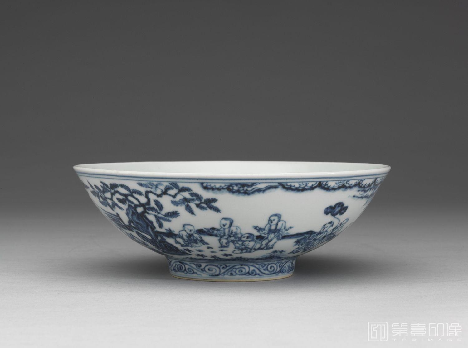 摄影-公元1426-1435年 宣德 青花婴戏图碗-1-高6.6cm 口径19.5cm 底径7.4cm