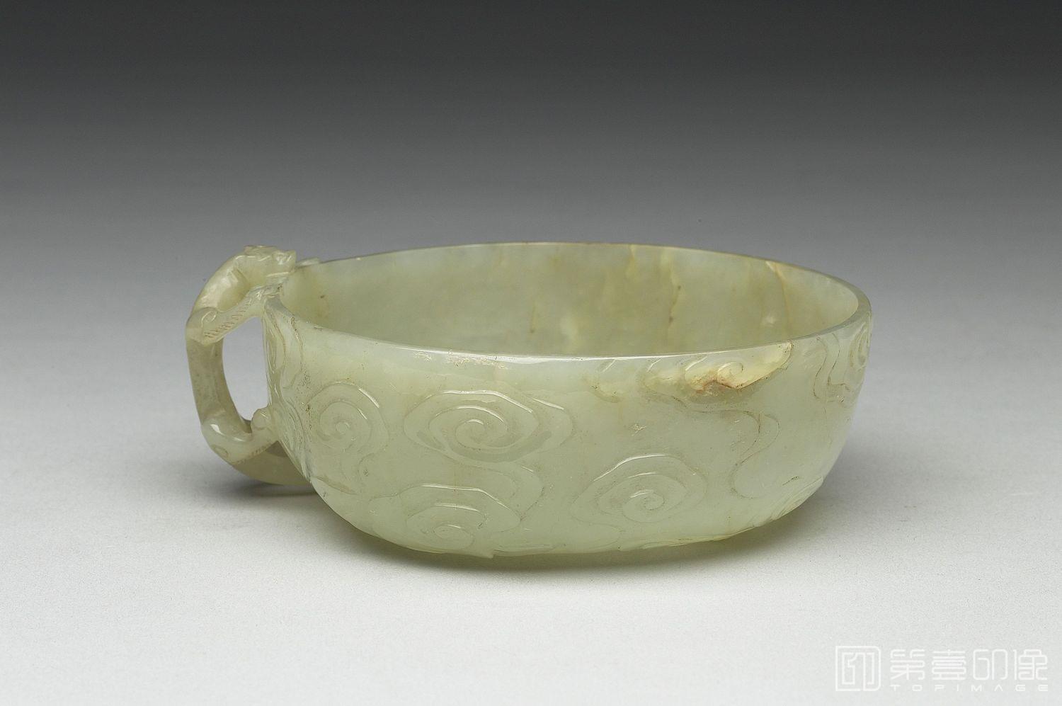 摄影-青玉螭柄圆洗-全高4.1cm 口径9.9cm