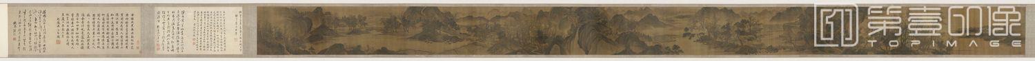 国画-仿范宽金碧峰图卷-32.9×520.5