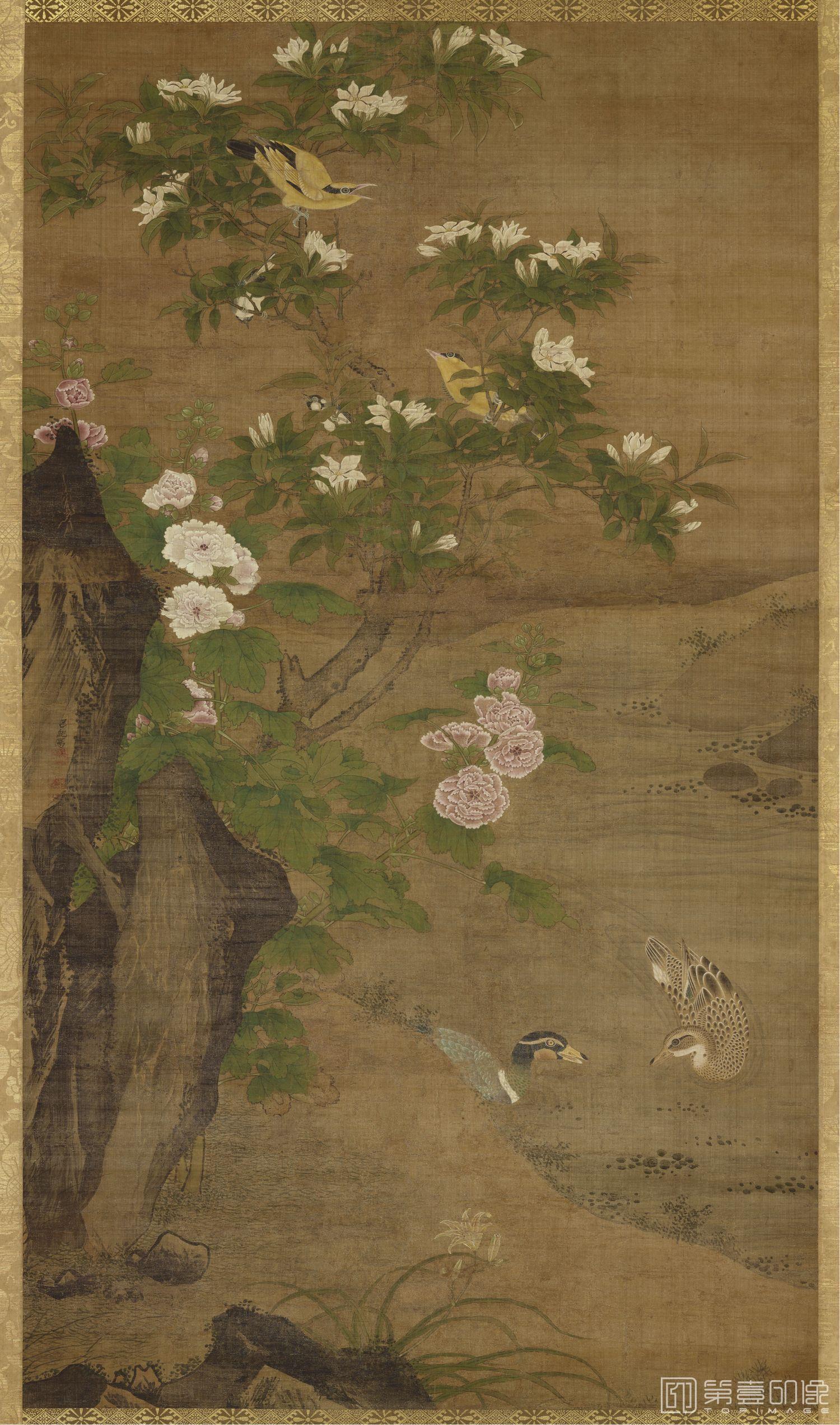 国画-四季花鸟图-夏