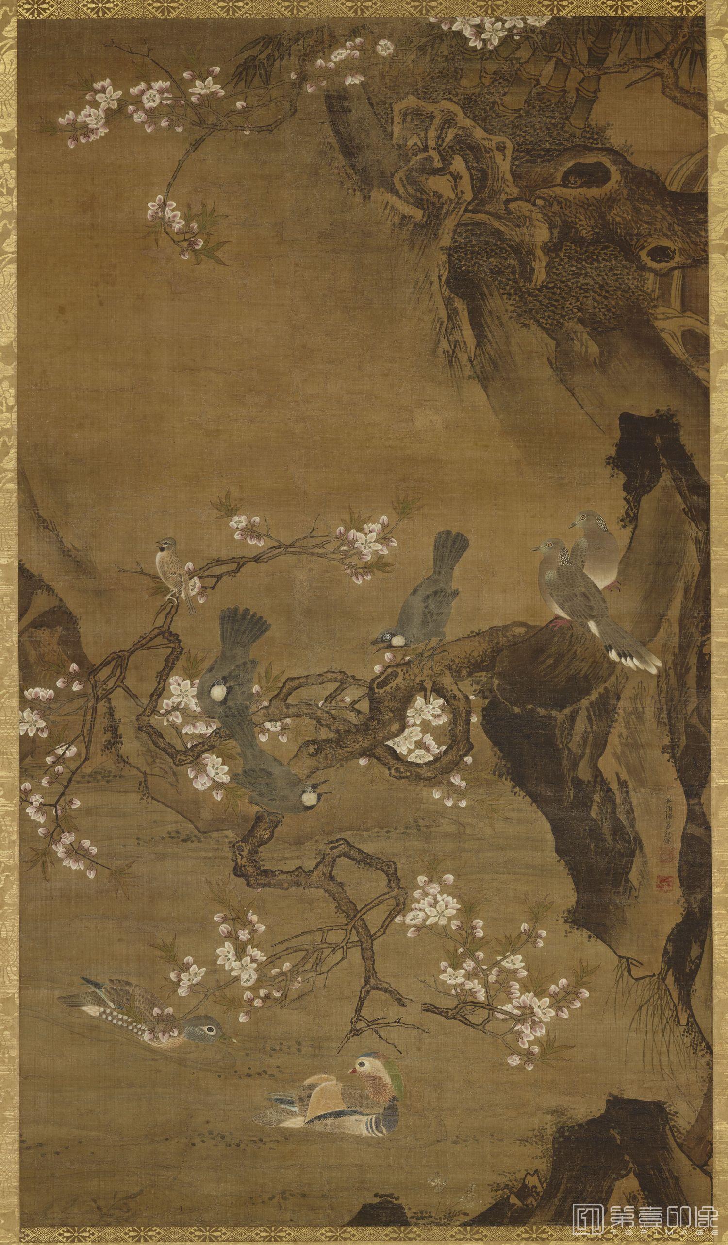 国画-四季花鸟图-春
