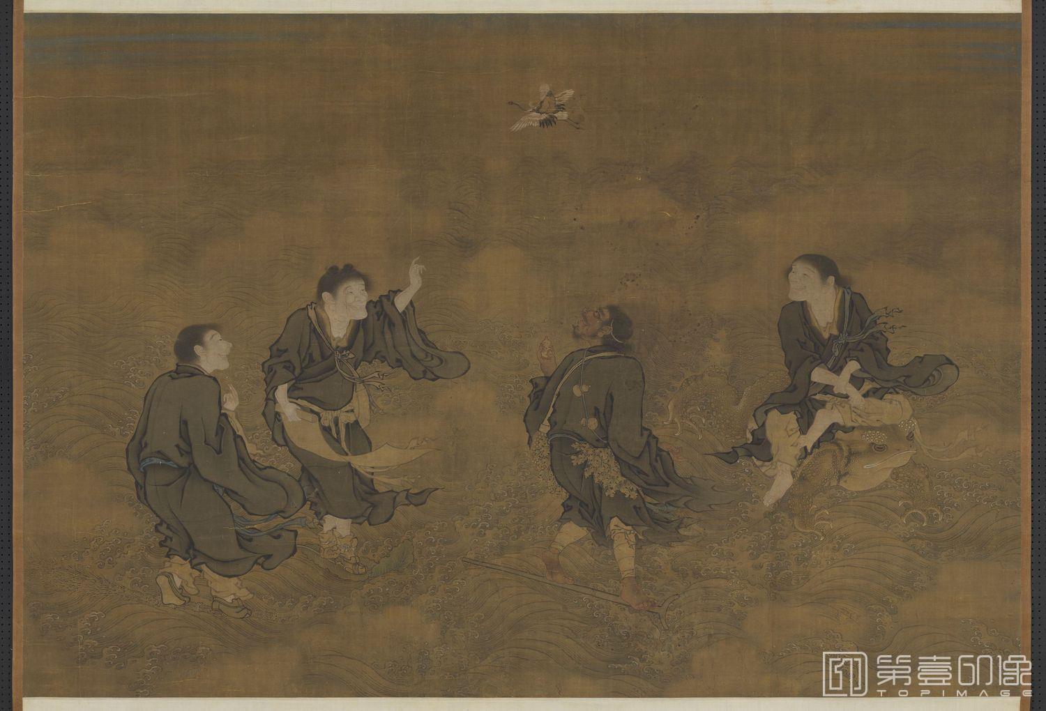 国画-四仙拱寿图轴-449x175.4 (本幅219x173)