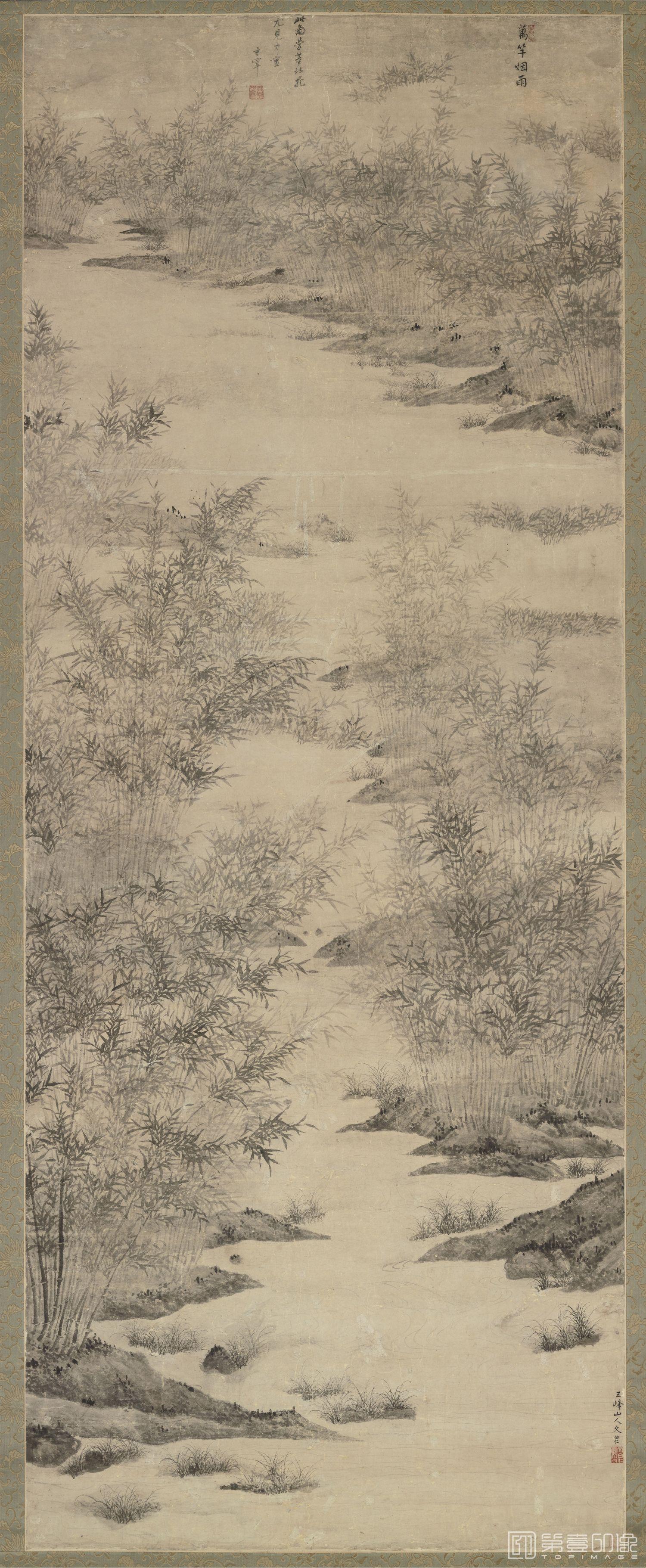国画-四万山水图02-万竿烟雨-188.1×73.5